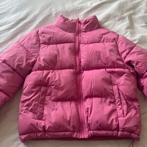 Pink puffer jacket